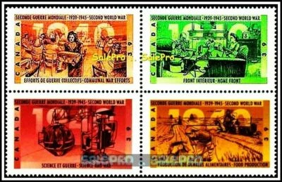 CANADA 1990 CANADIAN WWII WORLD WAR II 1940 FACE $1.56 MNH RARE STAMP SET BLOCK - Image 1 of 3