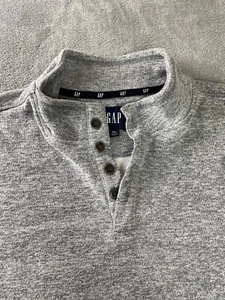 Gap Sweater Men's XXL 2XL Gray Henley Mock Neck Pullover Cotton Blend Preppy - Picture 1 of 11
