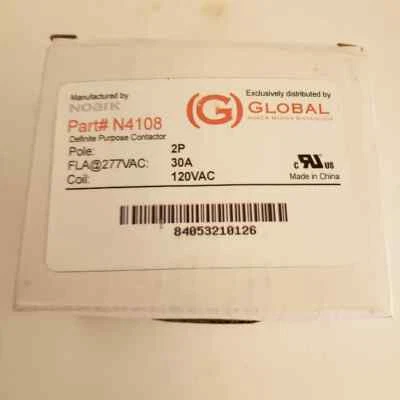 NOARK N4108 2 POLE DEFINITE PURPOSE CONTACTOR 30AMP 120 VOLT COIL - Image 1 of 4
