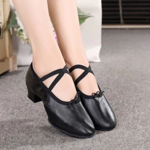 Mujeres Niñas Suela Suave Ballet Jazz Danza Tacones Bajos Adultos Niños Zapatos de Entrenamiento - Imagen 1 de 15