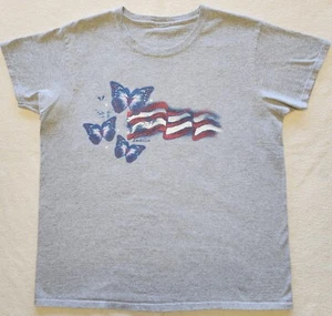 Women's Short Sleeve Top ~ Size XL ~ Gray ~ America~ Butterfly - Picture 1 of 6