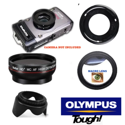 PRO HD WIDE ANGLE LENS + MACRO ATTACHMENT + LENS HOOD FOR OLYMPUS TOUGH TG5 TG4 - Image 1 of 4