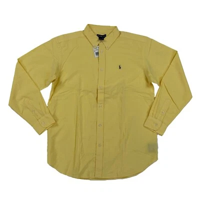 Camisa Polo Ralph Lauren de algodón Oxford lisa con botones para niños - Amarilla - Foto 1 de 3