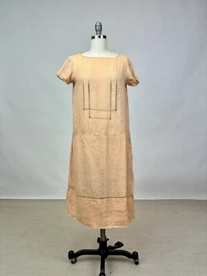 Antiguo vestido recto cintura caída algodón rosa claro de los años 1910 1920 manga corta COMO ESTÁ Foto 1 de 4