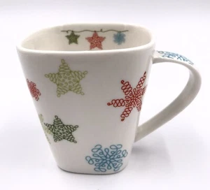 Starbucks 2005 Christmas Coffee Mug Cup Square Shape Snowflakes Squiggles 10 Oz - Picture 1 of 9