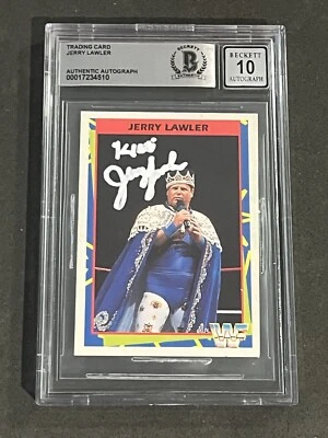 JERRY LAWLER 1995 MERLIN WWF SIGNED AUTOGRAPHED CARD BAS AUTHENTIC GEM MINT 10 - Image 1 of 2