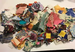 2.2 lbs Vintage FABRIC Quilting quilt repair pre cut shapes crafts antique - Picture 1 of 3