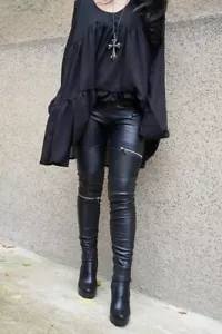 Vegan Leather Pants - Stretchy Pants - Leggings - Skinny Pants - Picture 1 of 6