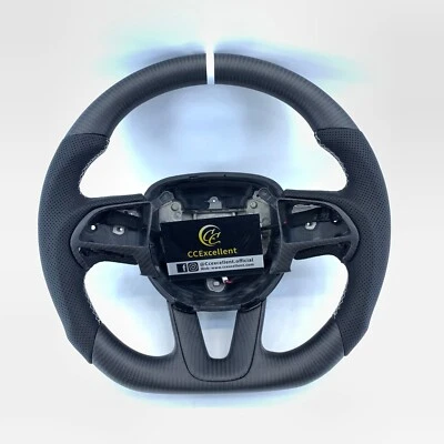 Volante de fibra de carbono mate real para Dodge Challenger 2015+Hellcat Charger Foto 1 de 4