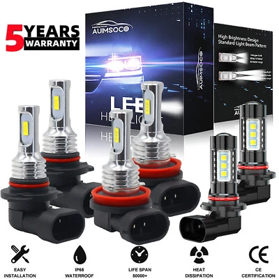 For 2015 2018 2019 2020 Ford Expedition 6x LED Headlight Kit Hi/Lo Beam+Fog Bulb Foto 1 de 4