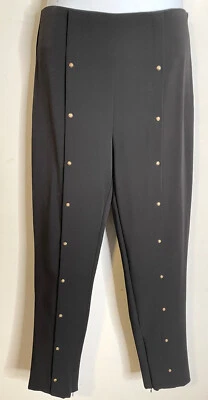 Pantalones negros Alberto Makali US12 NUEVOS SIN ETIQUETAS NUEVOS botones dorados borde frontal cremallera piernas Foto 1 de 4