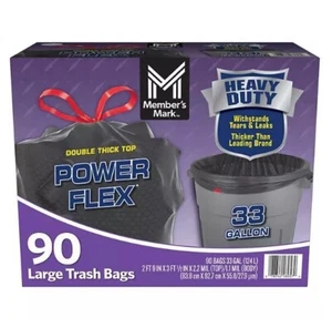 Member's Mark 33-Gallon Power Flex Drawstring Trash Bags 90 ct. FREE SHIPPING - Picture 1 of 6