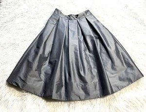 White House Black Market Silver Pleated Taffeta Midi Full Circle Skirt Pockets 6 - Picture 1 of 14