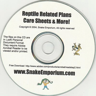 Reptile Related Plans Care Sheets & More by Snake Emporium ~ 2004 ~ CD-ROM - Image 1 of 2