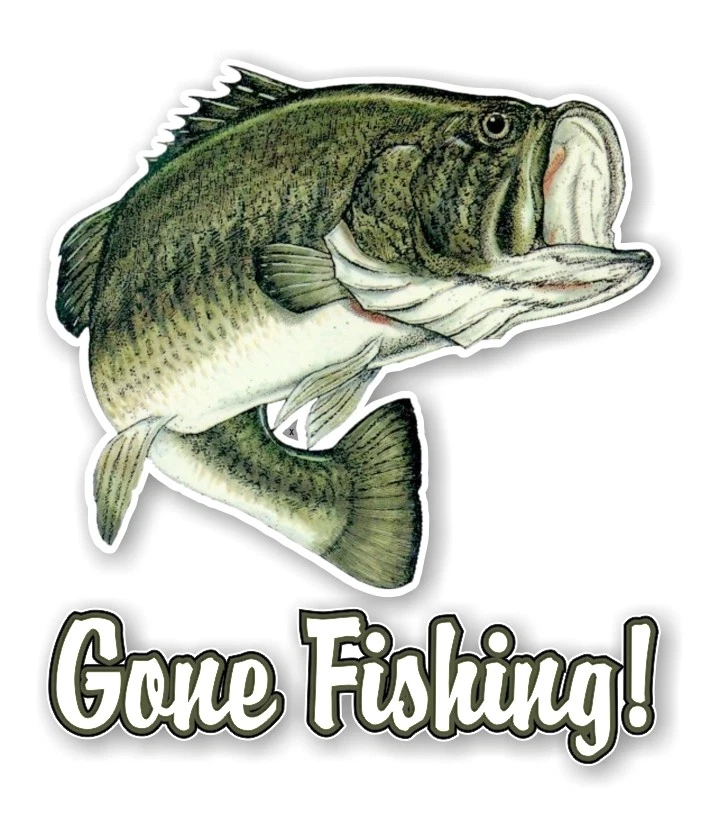 DSIGN GONE FISHING Largemouth Bass Fish Decal / Sticker Die cut