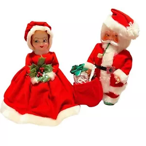 Vintage Handarbeit Mr. & Mrs. Weihnachtsmann. Weihnachtsdeko ca. 12-13" hoch - Bild 1 von 11