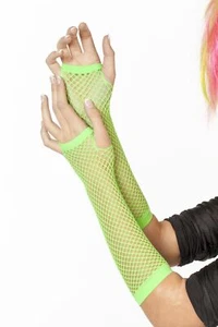 Netzarmstulpen neon-grün Damenhandschuhe 80er Handschuhe Karnevalhandschuhe - Bild 1 von 1