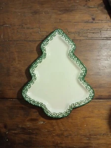 Henn Pottery Roseville Spongeware Green 12” Christmas Tree Plate - Picture 1 of 3