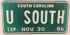 1986 SC vanity UNIVERSITY SOUTH CAROLINA license plate Gamecocks UofSC Cocky USC