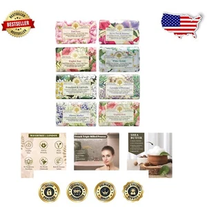 Luxury 8-Pack Assorted Floral Natural Soap Bars, Shea Butter & Creamy Lather - Picture 1 of 10