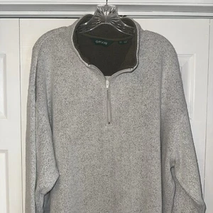 Orvis Sweater Pullover Gray 1/4 Zip Long Sleeve Cotton Blend Outdoor Mens Sz XL - Picture 1 of 8