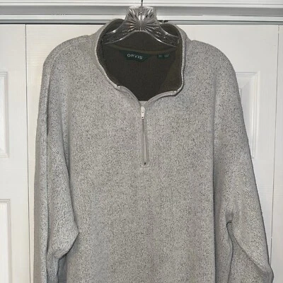 Orvis Sweater Pullover Gray 1/4 Zip Long Sleeve Cotton Blend Outdoor Mens Sz XL - Image 1 of 4