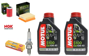 KIT TAGLIANDO KTM DUKE 125 200 390 MOTUL 5100 10W40 FILTRO OLIO ARIA E CANDELA - Imagen 1 de 4