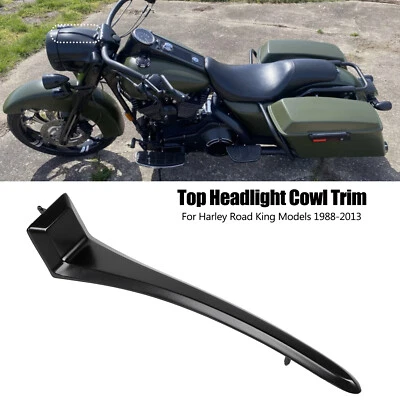 Black Top Headlight Cowl Nacelle Trim Spear Fit For Harley Road King FLHR FLHRC Foto 1 de 4
