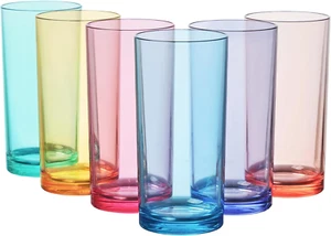 Acrylic Classic Plastic Reusable Drinking Glasses (Set of 6) 16Oz Water Cups As - Picture 1 of 8