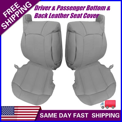 Cubierta de asiento de cuero tostado 122 para conductor y pasajero Chevy Tahoe GMC Sierra 00-02 Foto 1 de 4