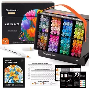 Juego de marcadores Shuttle Art 120 colores marcadores ilustrativos finos y audaces a base de aceite - Imagen 1 de 9