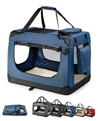 B-Ware: lionto Hundetransportbox Hundetasche Hundebox faltbar XXL Dunkelblau - Bild 1 von 4