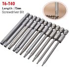 T40 Magnetic Torx Screwdriver Bit 75mm for Electric and Hand Screwdrivers