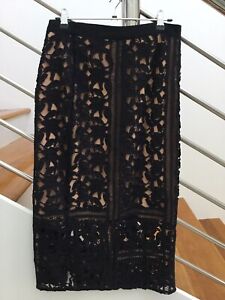 Portmans Signature Size 10 Black Lace Pencil Skirt