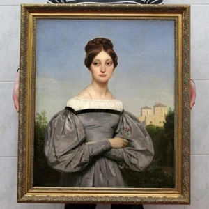 Handmade Old Master-Art Antique Oil Painting lady girl on canvas 30"x40" - Picture 1 of 2