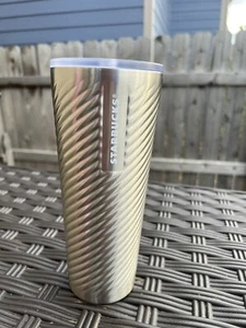 Starbucks 24oz Silver Metal Spiral Tumbler EUC Cup Holiday Collectible - Picture 1 of 6