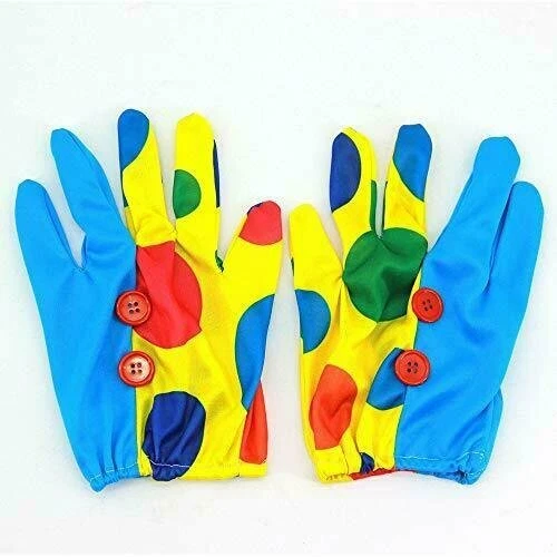 Guantes de payaso a lunares azules y amarillos Dress Up America Foto 1 de 1