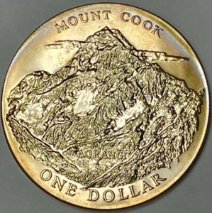NEW ZEALAND - Mount Cook - Aorangi - $1 - 1970 - Beautifully Toned Prooflike! - Picture 1 of 3