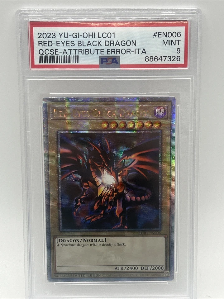 PSA 9 Red-Eyes Black Dragon Quarter Century 25th YuGiOh LC01 Attribute Error - Image 1 of 2