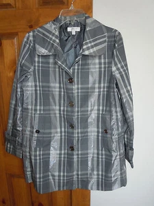 Kenar women's long sleeve button-down lined plaid jacket size S gray black - Picture 1 of 6