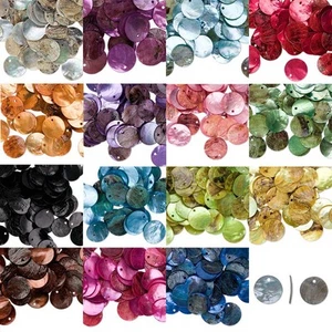 Lot of 100 Iridescent Mussel Shell Flat Round Coin Drop Charm Thin Disc Beads - Picture 1 of 16