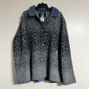 Vintage Mulberry Street Wool Coat Jacket Womens XL Blue Tapestry Button Pockets - Picture 1 of 9