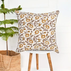 Copricuscino in cotone stampa blocco a mano 18x18 pollici -cuscino decorativo floreale - Foto 1 di 30