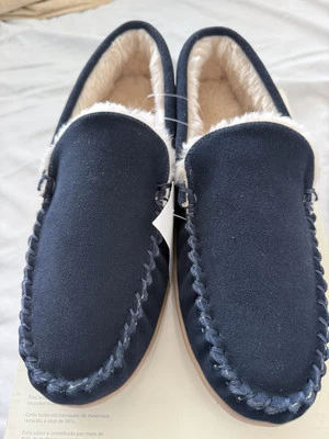 J. Crew 男式海军蓝绒面革人造羊毛衬里舒适拖鞋 10 码 — 第 1/2 张图片