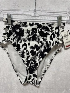 Bar III High-Waist Cutout Bikini Bottoms Leopard Print Black White Size XS - Picture 1 of 5