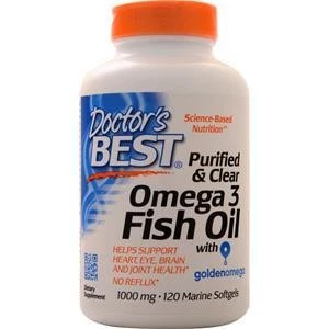 Aceite de pescado Omega 3 purificado y transparente Doctor's Best 120 geles Foto 1 de 1
