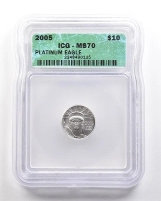 2005 $10 American Platinum Eagle 1/10 Oz 0.1 Oz Platinum MS70 ICG *6431 - Image 1 of 3