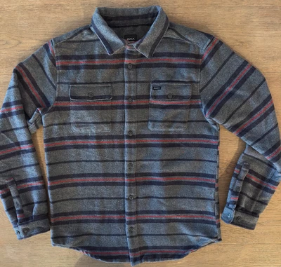 RVCA Blanket Flannel Shirt-Wool Blend Button Up-Navy/Gray-Men's Size S-NWOT - Image 1 of 4