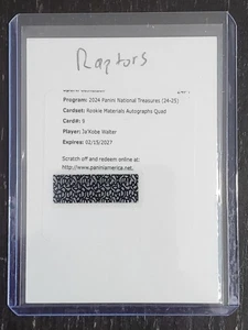 2024 National Treasures Ja'Kobe Walter Redemption Rookie Mat Autographs Quad /99 - Bild 1 von 2