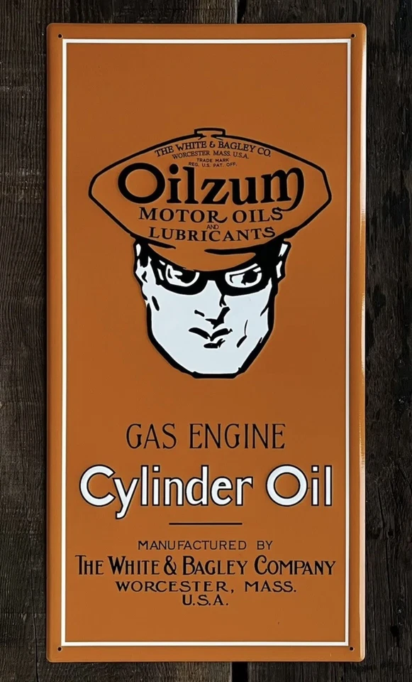 OILZUM Gas Engine Cylinder Oil Embossed Metal Sign, 23” x 11.5” - Image 1 of 1